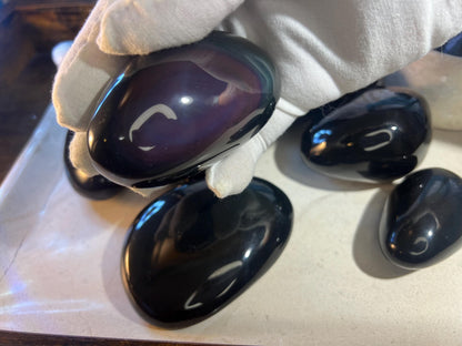 Shimmering Rainbow Obsidian Free Form Stone: Polished Carved Crystal Decor Home Decor Worry Pocket Stress Anxiety Palm Stone