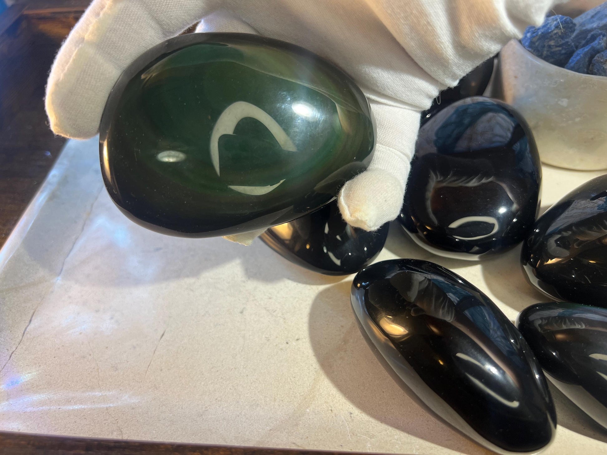 Shimmering Rainbow Obsidian Huge Natural Free Form Stone Smooth Polished Carved Crystal for Distraction Worry Anxiety birthday Home Decor