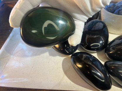 Shimmering Rainbow Obsidian Free Form Stone: Polished Carved Crystal Decor Home Decor Worry Pocket Stress Anxiety Palm Stone