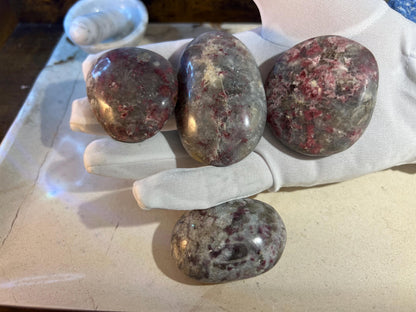 Plum Tourmaline Palm Natural Crystal Polished Worry Stone Home Decor Anxiety Pocket Distraction Meditation Gift Birthday Christmas
