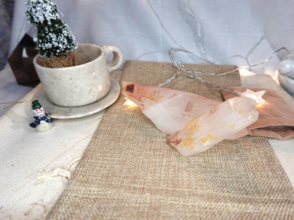 Raw Pink Quartz Cluster: Natural Crystal Home Decor Centerpiece