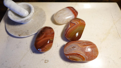 Uruguay Large Flame Sardonyx Palm Natural Crystal Polished Worry Stone Home Decor Anxiety Pocket Distraction Meditation Birthday Christmas