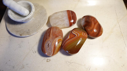 Uruguay Large Flame Sardonyx Palm Natural Crystal Polished Worry Stone Home Decor Anxiety Pocket Distraction Meditation Birthday Christmas
