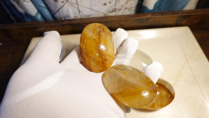 Golden Healer Quartz Palm Natural Crystal Polished Worry Stone Home Decor Anxiety Pocket Distraction Meditation Gift Birthday Christmas