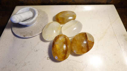 Golden Healer Quartz Palm Natural Crystal Polished Worry Stone Home Decor Anxiety Pocket Distraction Meditation Gift Birthday Christmas
