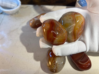 Polished Sardonyx Palm Stone: Natural Worry Stone Home Decor Worry Pocket Stress Anxiety Palm Stone