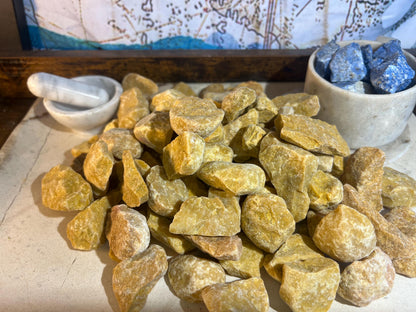 Raw Yellow Jade Stone: Natural Carved Crystal, Holiday Home Decor