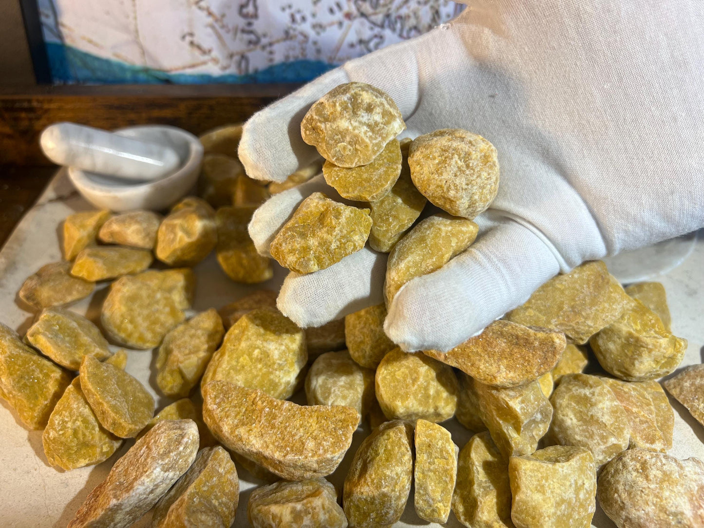 Raw Yellow Jade Stone: Natural Carved Crystal, Holiday Home Decor