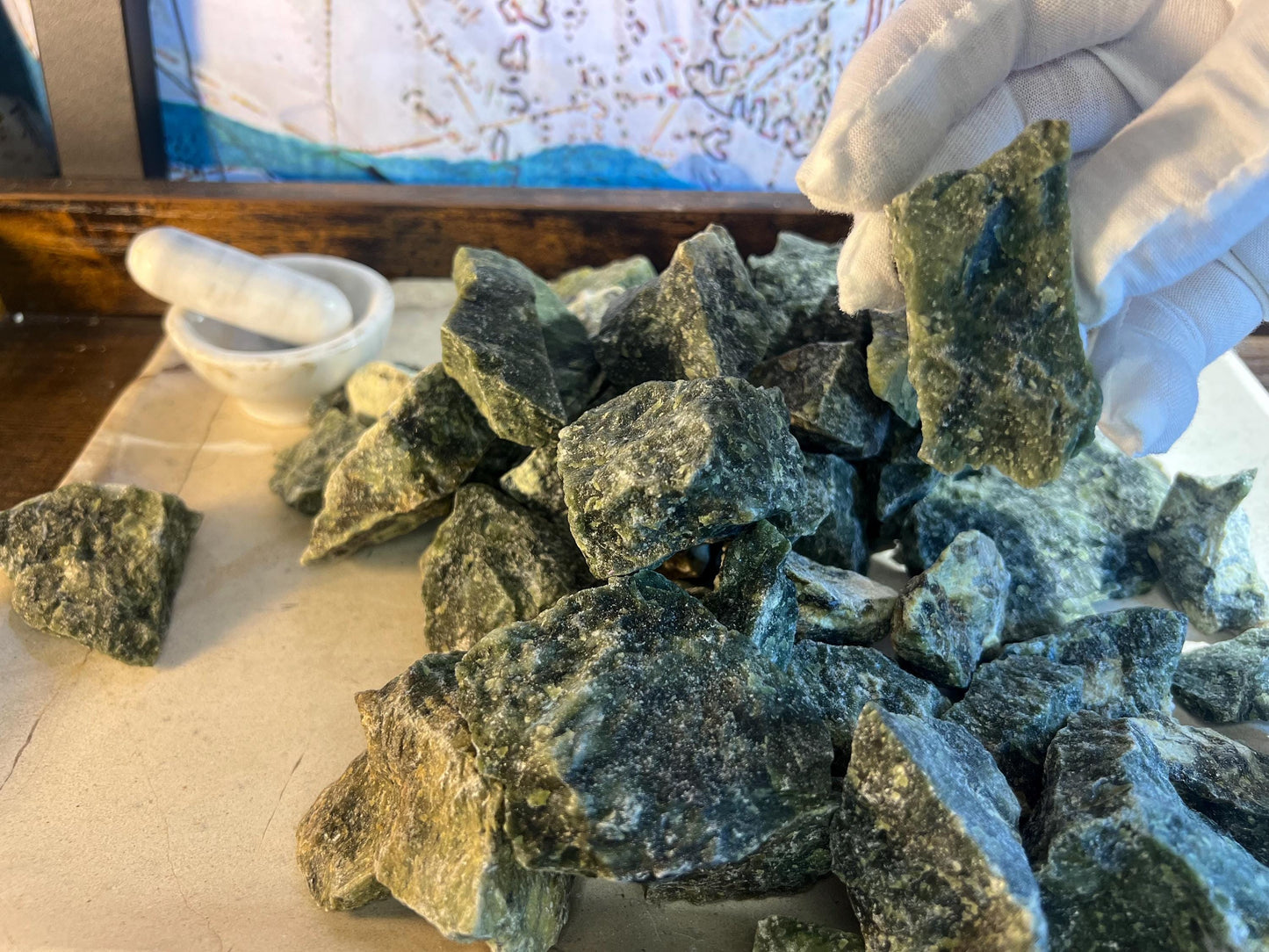 Raw Green Jade Stone: Natural Crystal Decor, Anxiety Relief