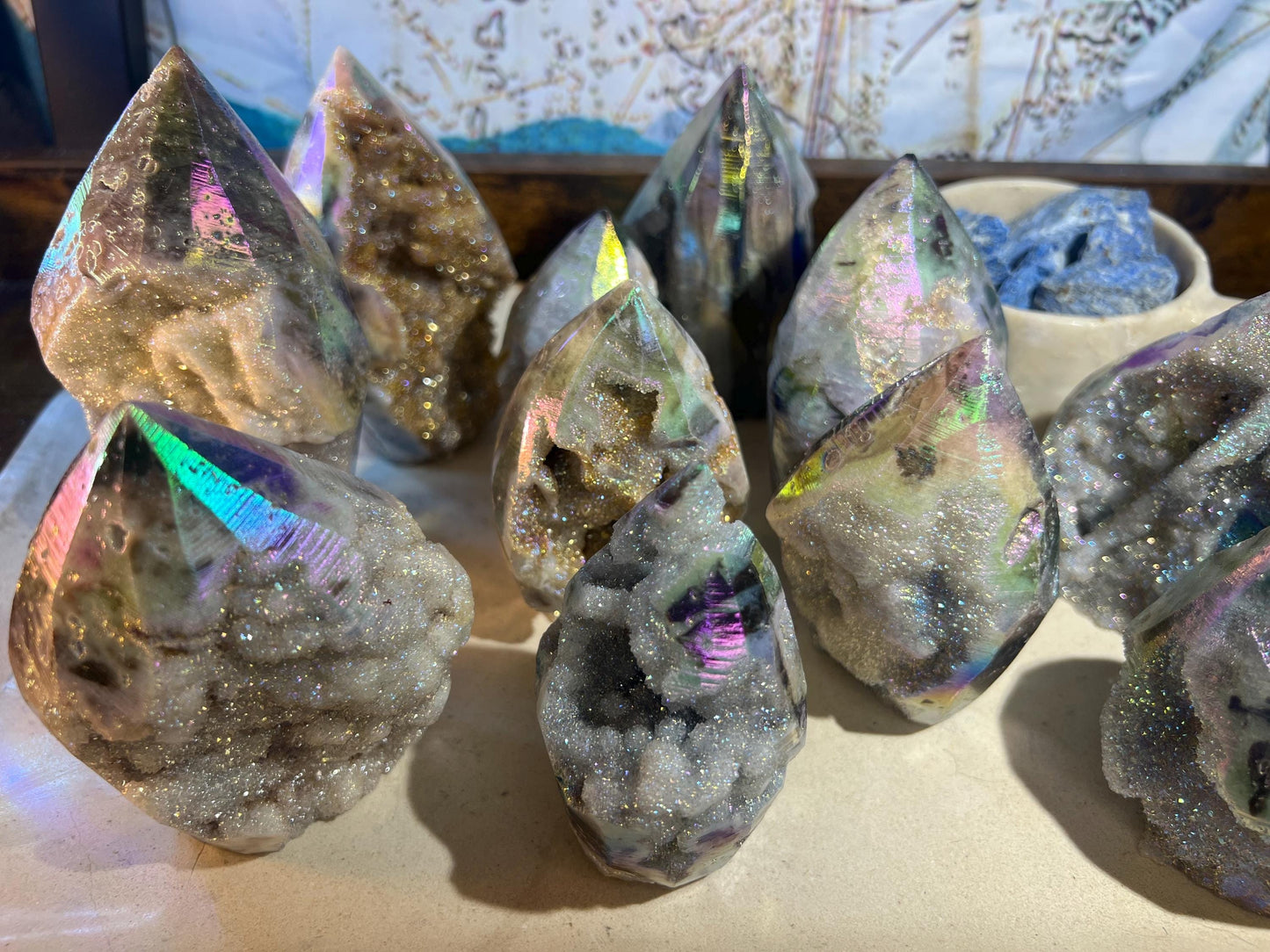 Angel Aura Quartz Carved Polished Statues Carved Crystal Distraction Pocket Worry Anxiety Home Gift Drusy Christmas Meditation Birthday