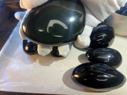 Shimmering Rainbow Obsidian Free Form Stone: Polished Carved Crystal Decor Home Decor Worry Pocket Stress Anxiety Palm Stone