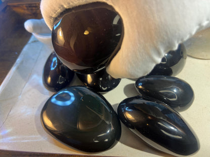 Shimmering Rainbow Obsidian Free Form Stone: Polished Carved Crystal Decor Home Decor Worry Pocket Stress Anxiety Palm Stone