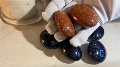 Orange & Purple Goldstone Palm Stone: Meditation Crystal Gift Home Decor Worry Pocket Stress Anxiety Palm Stone