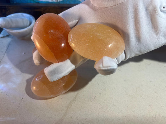 Zacatecas Orange Selenite Palm Stone Natural Crystal Polished Worry Gift Home Decor Anxiety Pocket Distraction Meditation Birthday Christmas