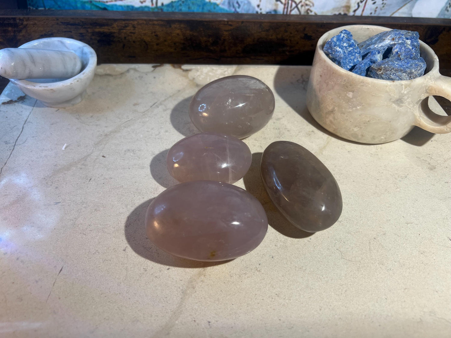 Blue Quartz Crystal Polished Palm Stone Pocket Anxiety Worry Chakra Stress Relief Meditation Thumb Vintage Decor Gift Quartz Home Decor