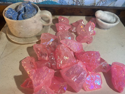 Angel Aura Pink Quartz Crystal: Raw Carved Stone for Meditation