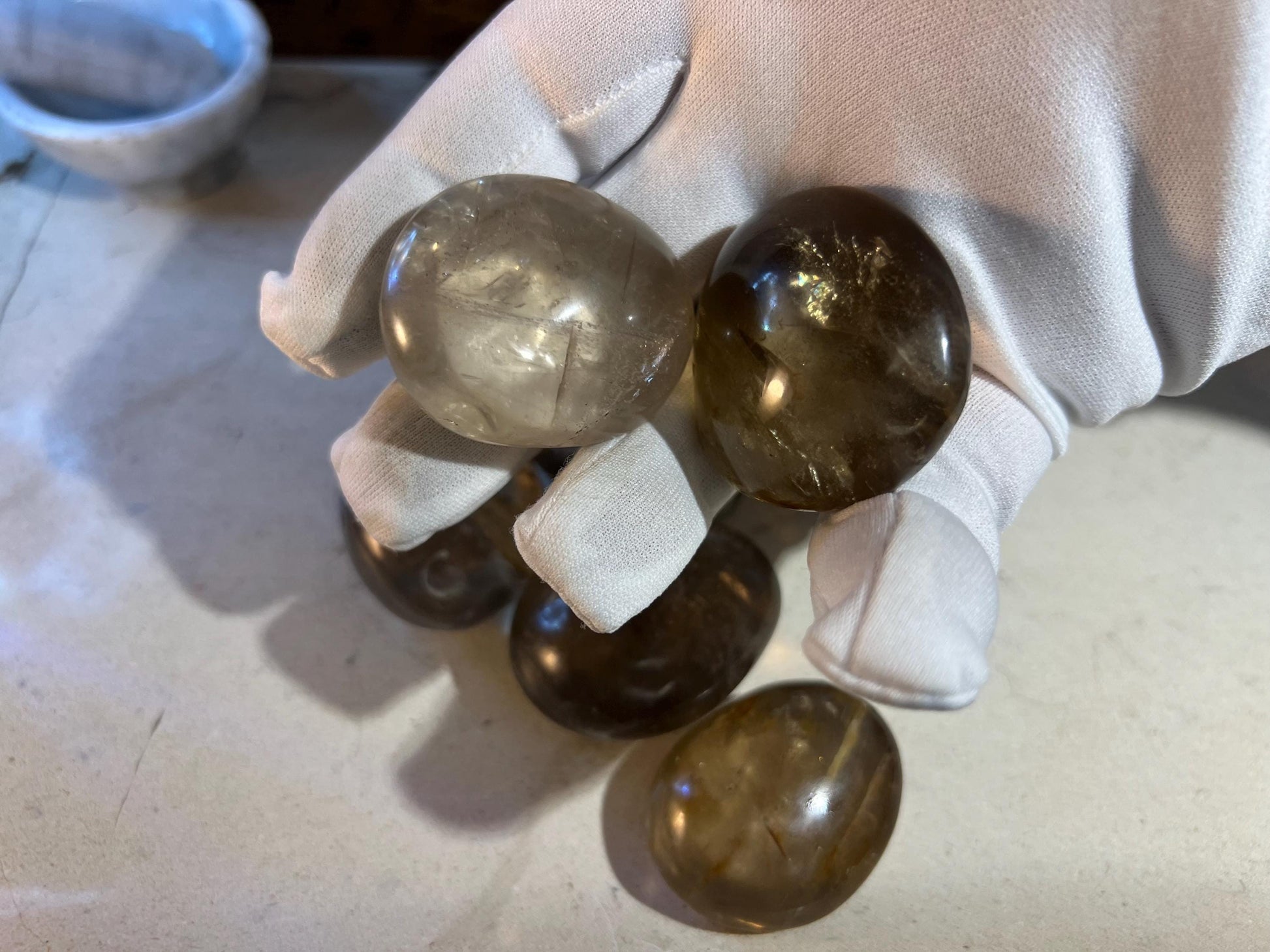 Brazilian Smoky Quartz Natural Palm Stone Smooth Polished Crystal for Distraction Birthday Xmas Gift Anxiety Worry Stone Birthday Gift