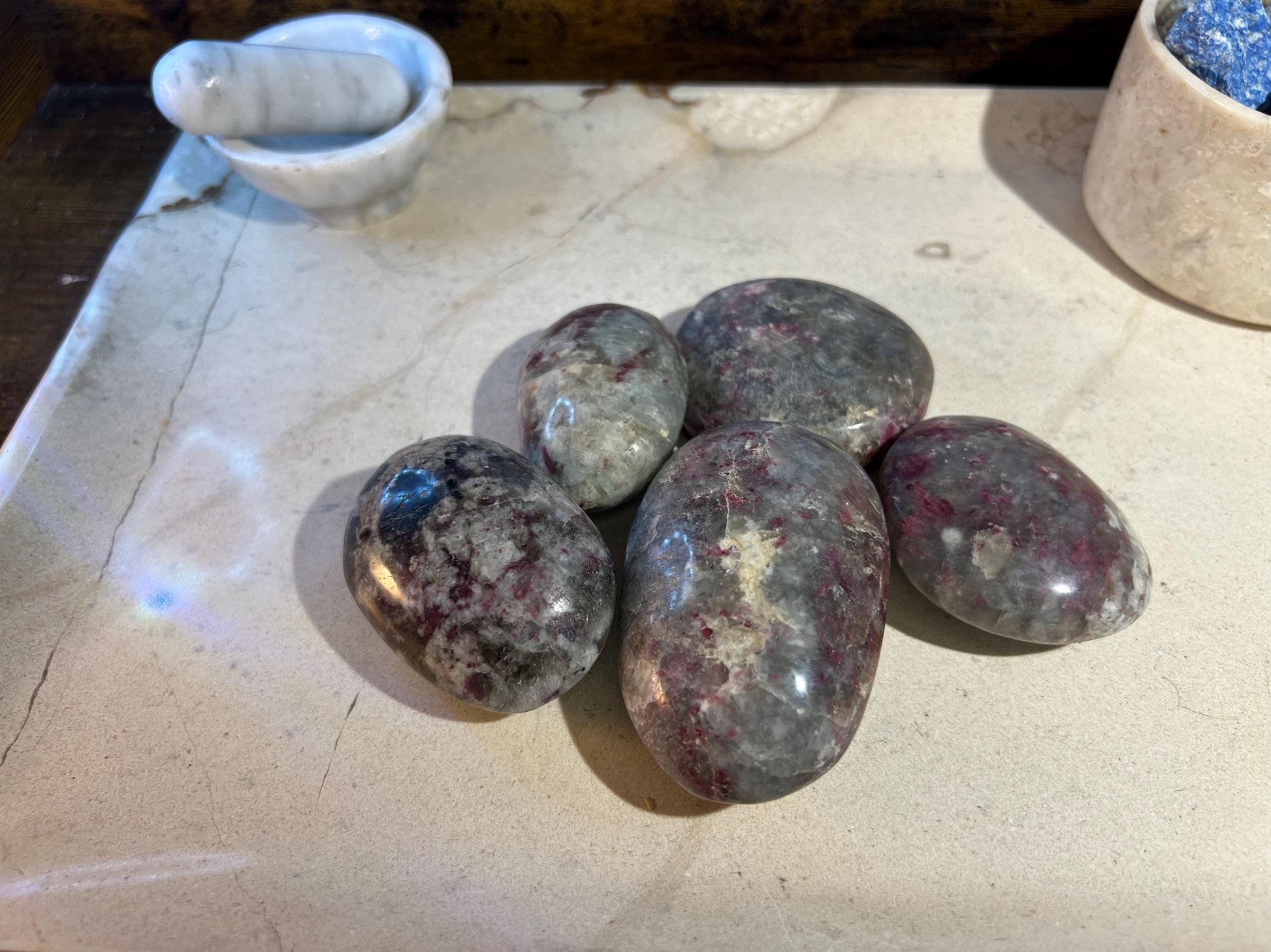 Plum Tourmaline Palm Natural Crystal Polished Worry Stone Home Decor Anxiety Pocket Distraction Meditation Gift Birthday Christmas