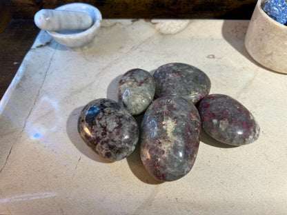 Plum Tourmaline Palm Natural Crystal Polished Worry Stone Home Decor Anxiety Pocket Distraction Meditation Gift Birthday Christmas