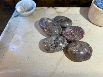 Plum Tourmaline Palm Natural Crystal Polished Worry Stone Home Decor Anxiety Pocket Distraction Meditation Gift Birthday Christmas