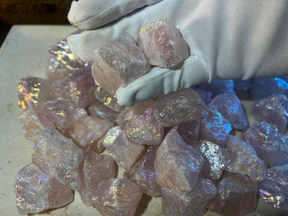 Angel Aura Rose Quartz Crystal: Raw Carved Stone for Anxiety Relief