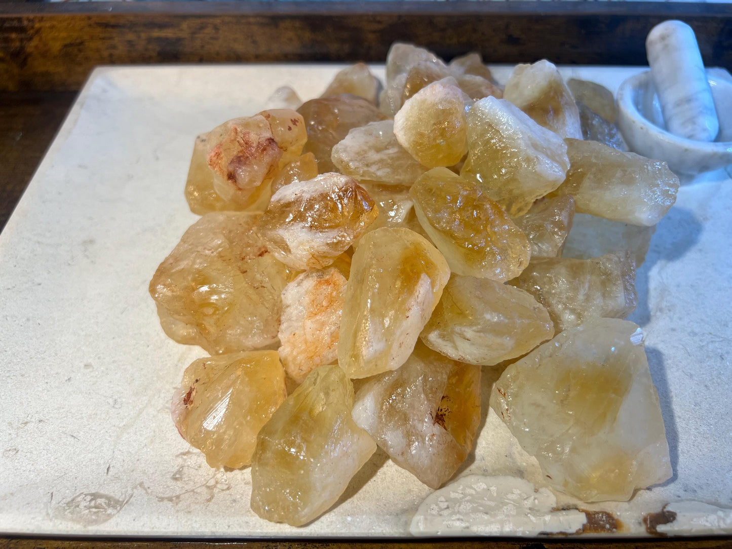 Golden Amethyst Citrine Quartz Crystal: Brazilian Carved Home Decor