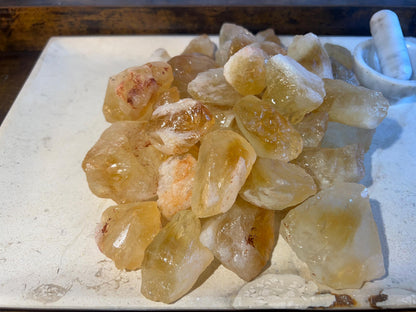 Golden Amethyst Citrine Quartz Crystal: Brazilian Carved Home Decor