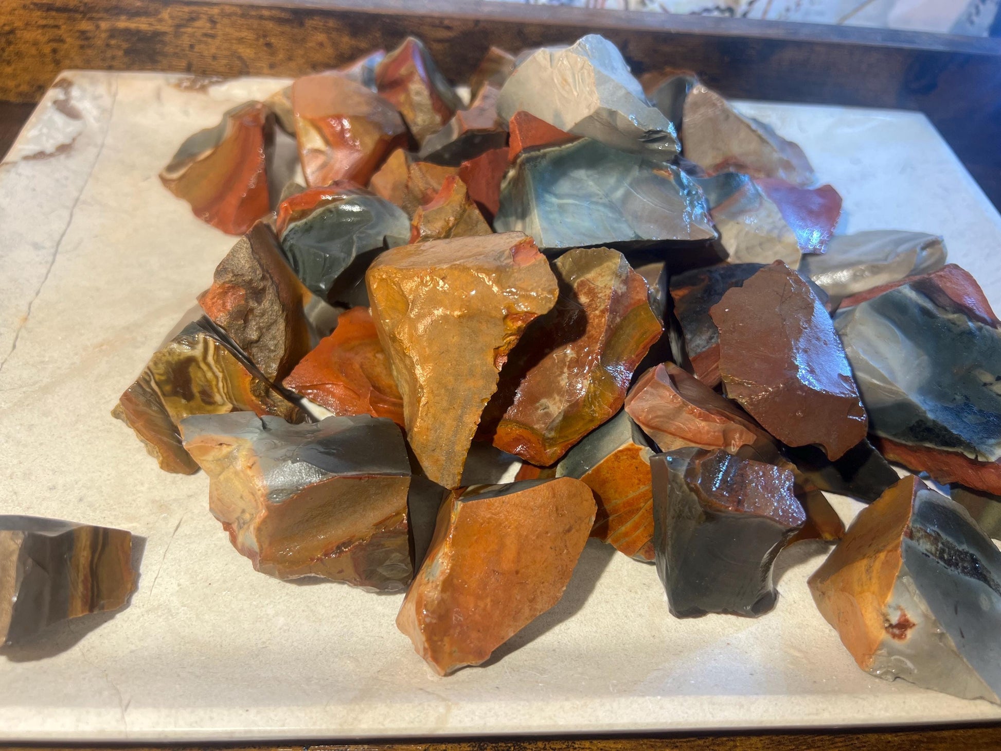 Raw Polychrome Jasper Crystals Untreated Anxiety Home Decor Wholesale Crystal Crafts School Christmas Xmas Home Decor Craft Birthday Gift