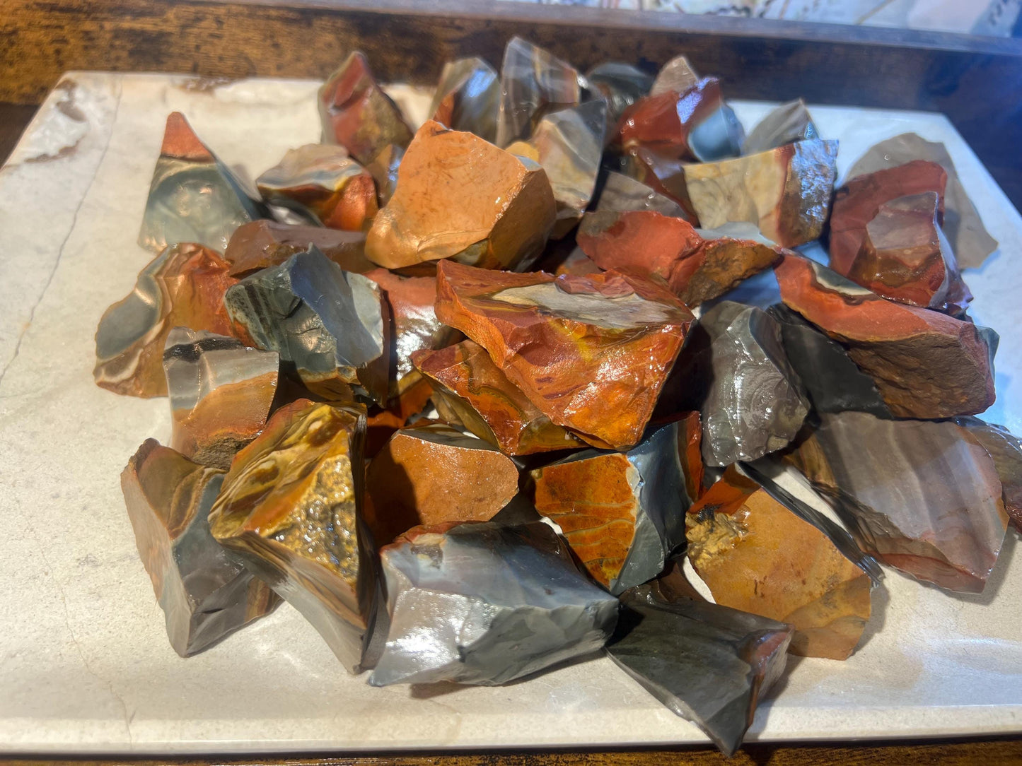 Raw Polychrome Jasper Crystals Untreated Anxiety Home Decor Wholesale Crystal Crafts School Christmas Xmas Home Decor Craft Birthday Gift
