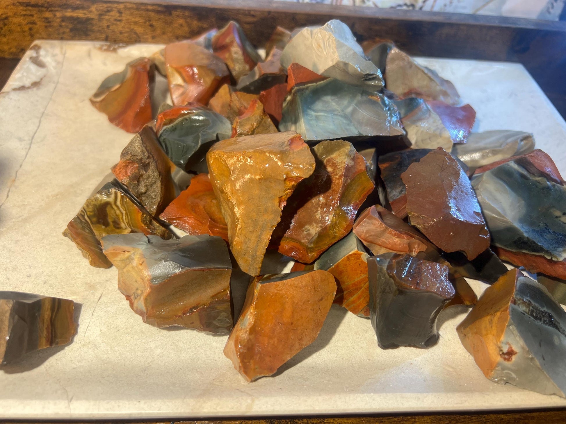 Raw Polychrome Jasper Crystals Untreated Anxiety Home Decor Wholesale Crystal Crafts School Christmas Xmas Home Decor Craft Birthday Gift