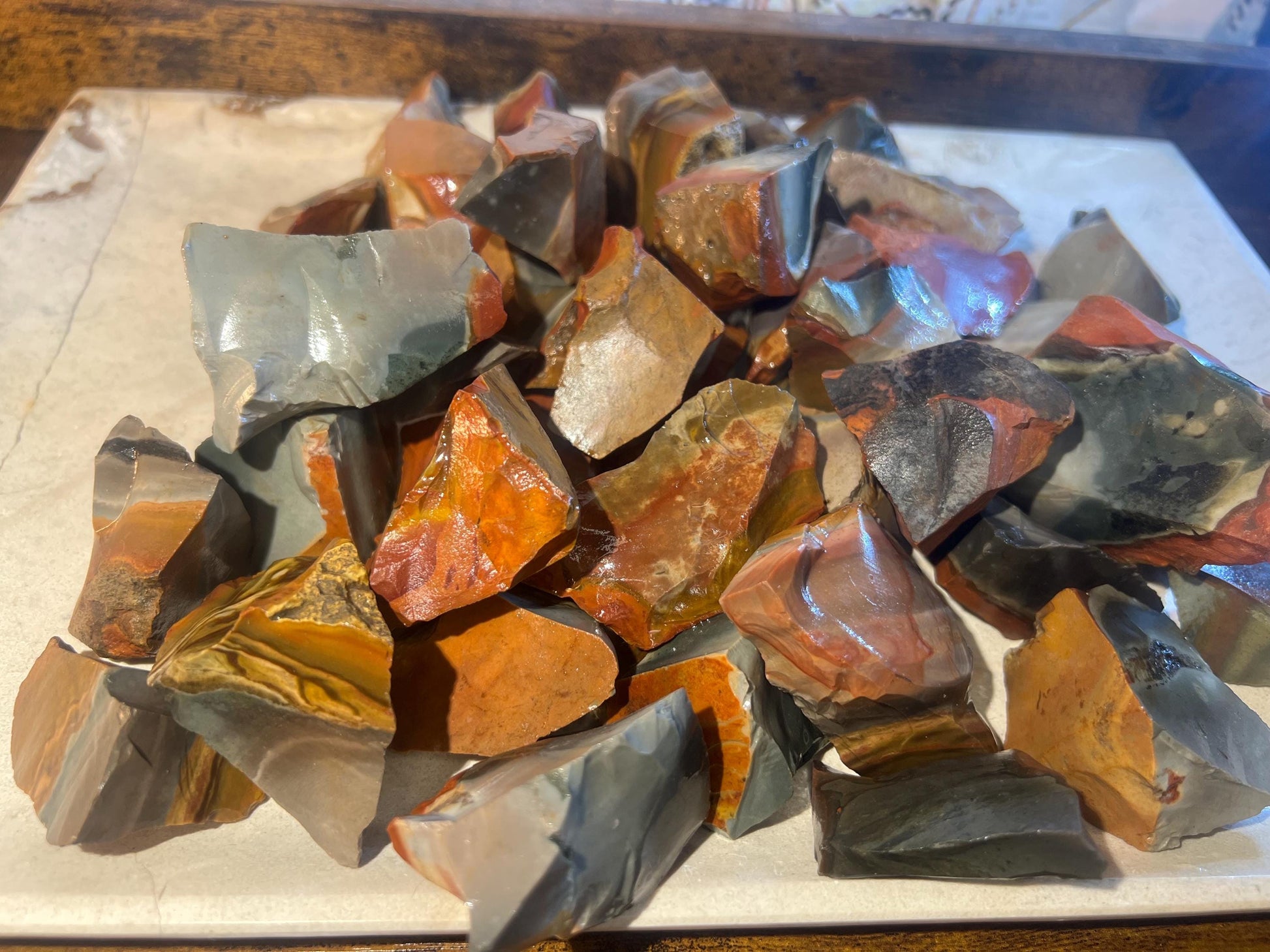 Raw Polychrome Jasper Crystals Untreated Anxiety Home Decor Wholesale Crystal Crafts School Christmas Xmas Home Decor Craft Birthday Gift