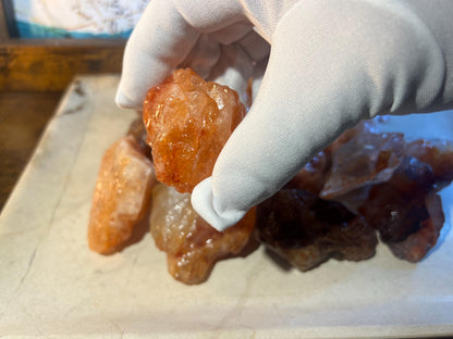 Raw Brazilian Fire Quartz Crystals: Untreated Hematoid Quartz Stones