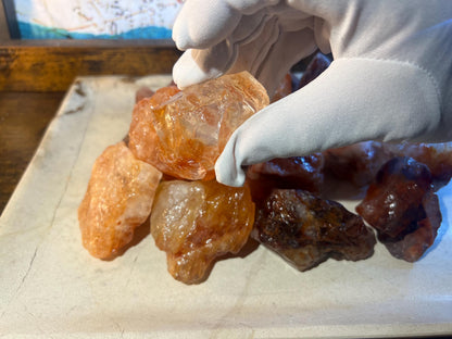 Raw Brazilian Fire Quartz Crystals: Untreated Hematoid Quartz Stones