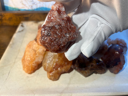 Raw Brazilian Fire Quartz Crystals: Untreated Hematoid Quartz Stones