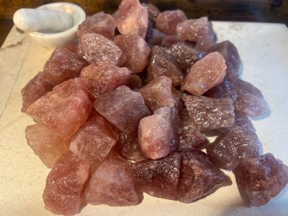 Raw Strawberry Quartz Crystals: Untreated Healing Stones, Home Decor