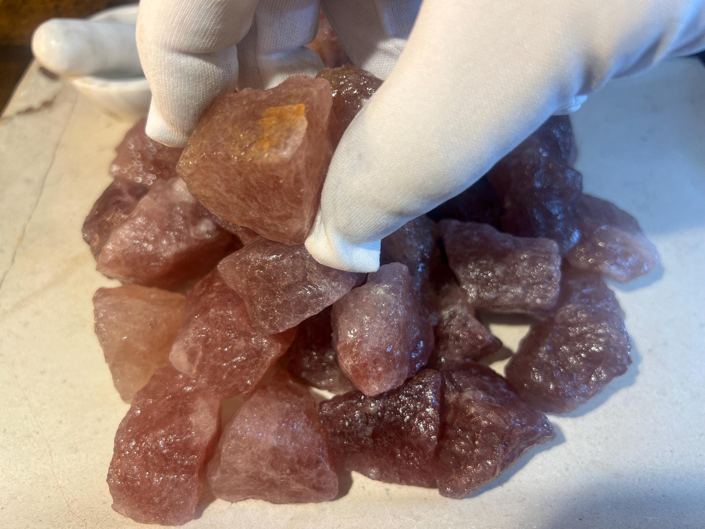 Raw Strawberry Quartz Crystals: Untreated Healing Stones, Home Decor