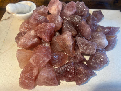 Raw Strawberry Quartz Crystals: Untreated Healing Stones, Home Decor