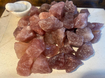 Raw Strawberry Quartz Crystals: Untreated Healing Stones, Home Decor