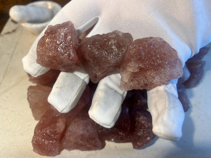 Raw Strawberry Quartz Crystals: Untreated Healing Stones, Home Decor