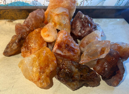 Raw Brazilian Fire Quartz Crystals: Untreated Hematoid Quartz Stones