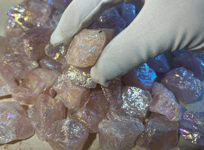 Angel Aura Rose Quartz Crystal: Raw Carved Stone for Anxiety Relief