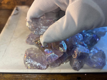 Angel Aura Amethyst Raw Crystal: Iridescent Home Decor, Crafting Stone