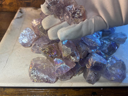 Angel Aura Amethyst Raw Crystal: Iridescent Home Decor, Crafting Stone