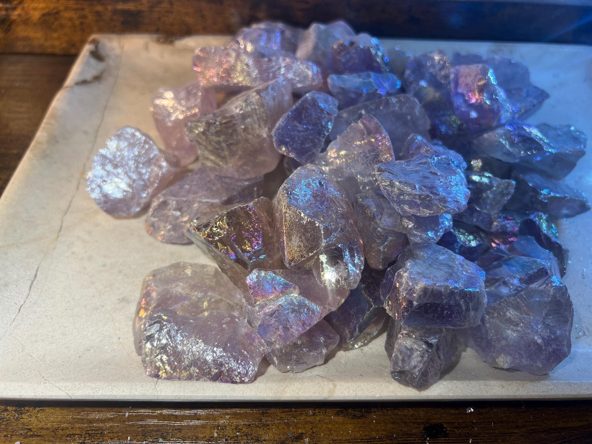 Angel Aura Amethyst Raw Crystal: Iridescent Home Decor, Crafting Stone