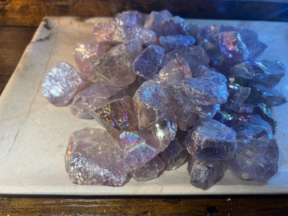 Angel Aura Amethyst Raw Crystal: Iridescent Home Decor, Crafting Stone