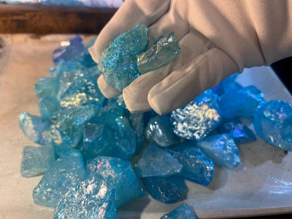 Angel Aura Aqua Quartz Raw Crystals: Iridescent Home Decor, Crafting