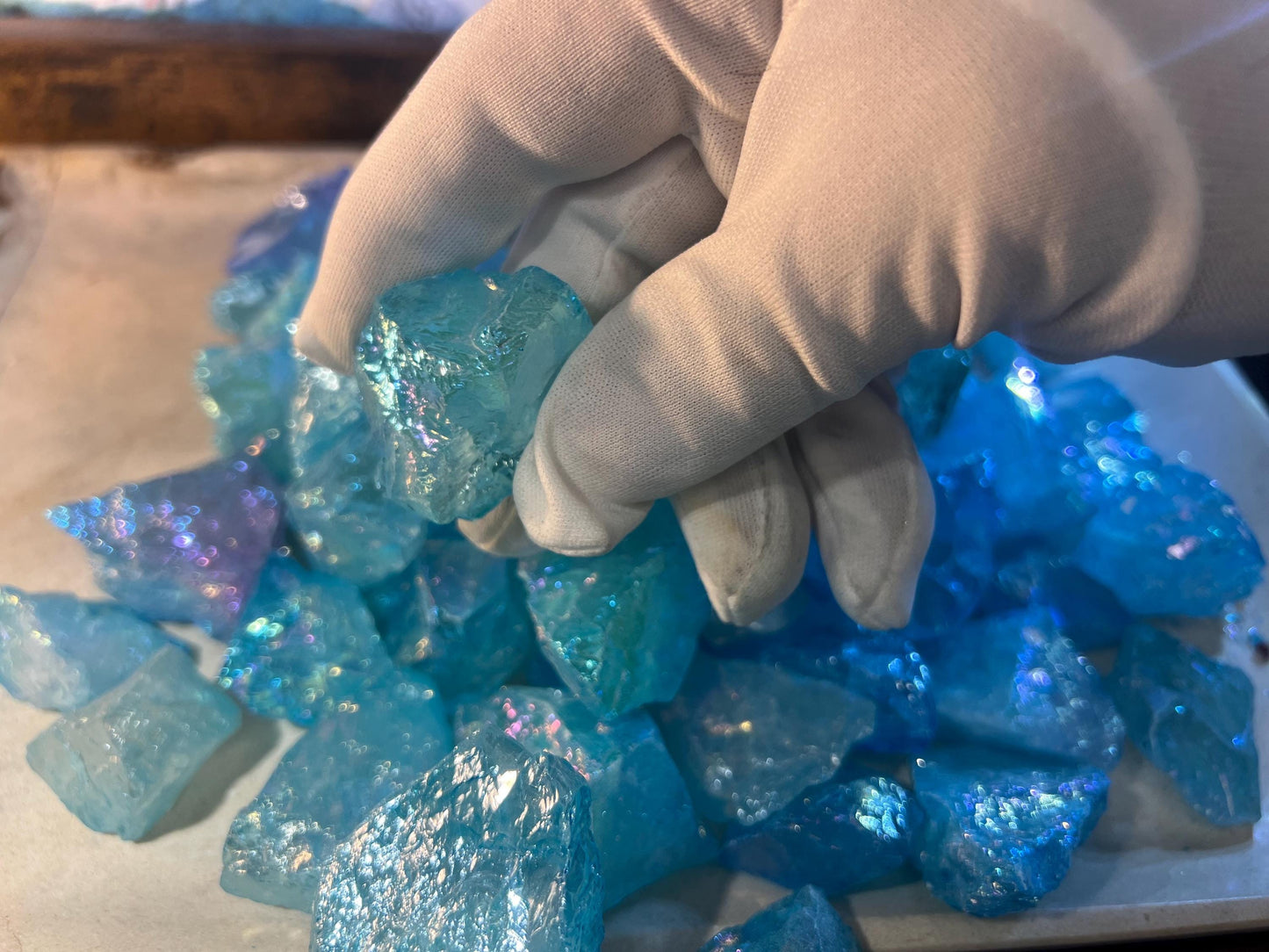 Angel Aura Aqua Quartz Raw Crystals: Iridescent Home Decor, Crafting