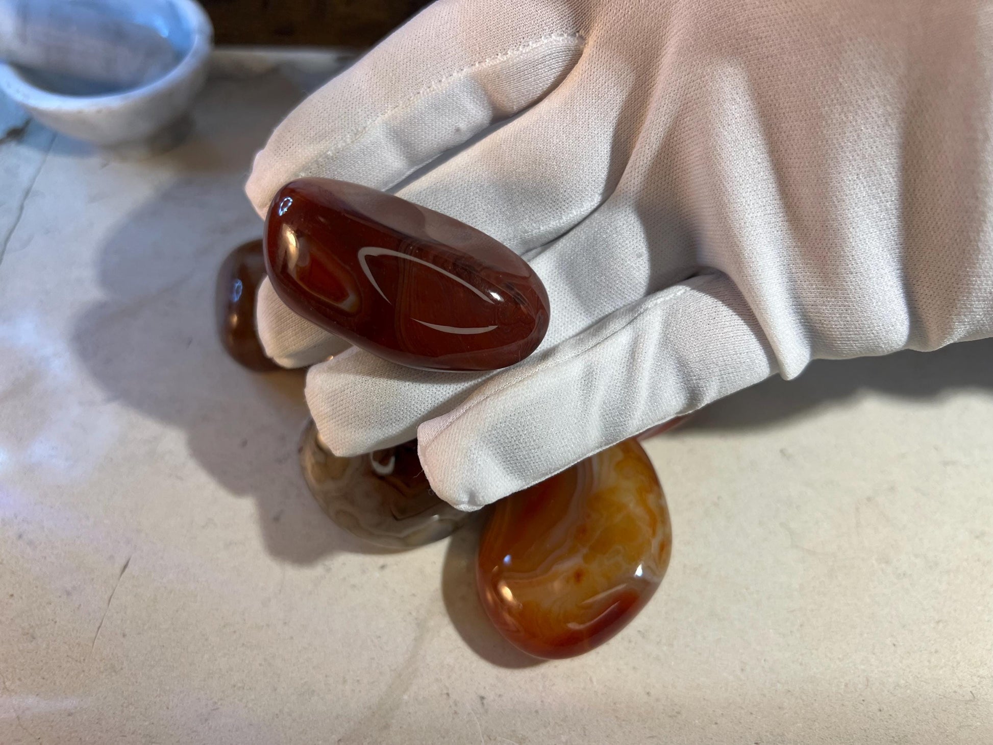 Sardonyx Natural Palm Stone Smooth Polished Carved Crystal for Distraction from Worry Anxiety Christmas Xmas Pocket Stress Meditation
