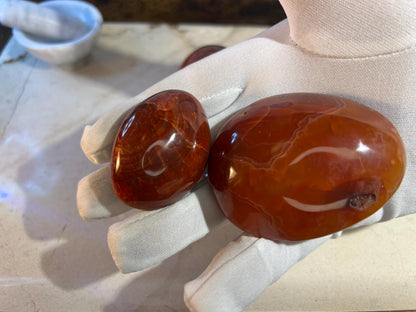 Carnelian Palm Stone Natural Crystal Polished Worry Stone Home Decor Anxiety Pocket Distraction Meditation Gift Birthday Christmas