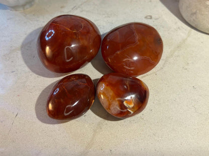 Carnelian Palm Stone Natural Crystal Polished Worry Stone Home Decor Anxiety Pocket Distraction Meditation Gift Birthday Christmas